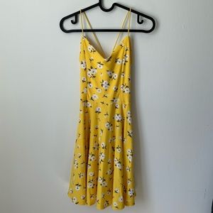 Streetwear Society | Yellow Floral Criss-Cross Strap Sundress